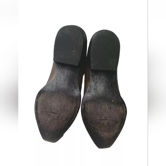 J.B. Dillon Leather Winged Cross Embroidered Cut Out Boots  Size 7 B Brown - Picture 15 of 15